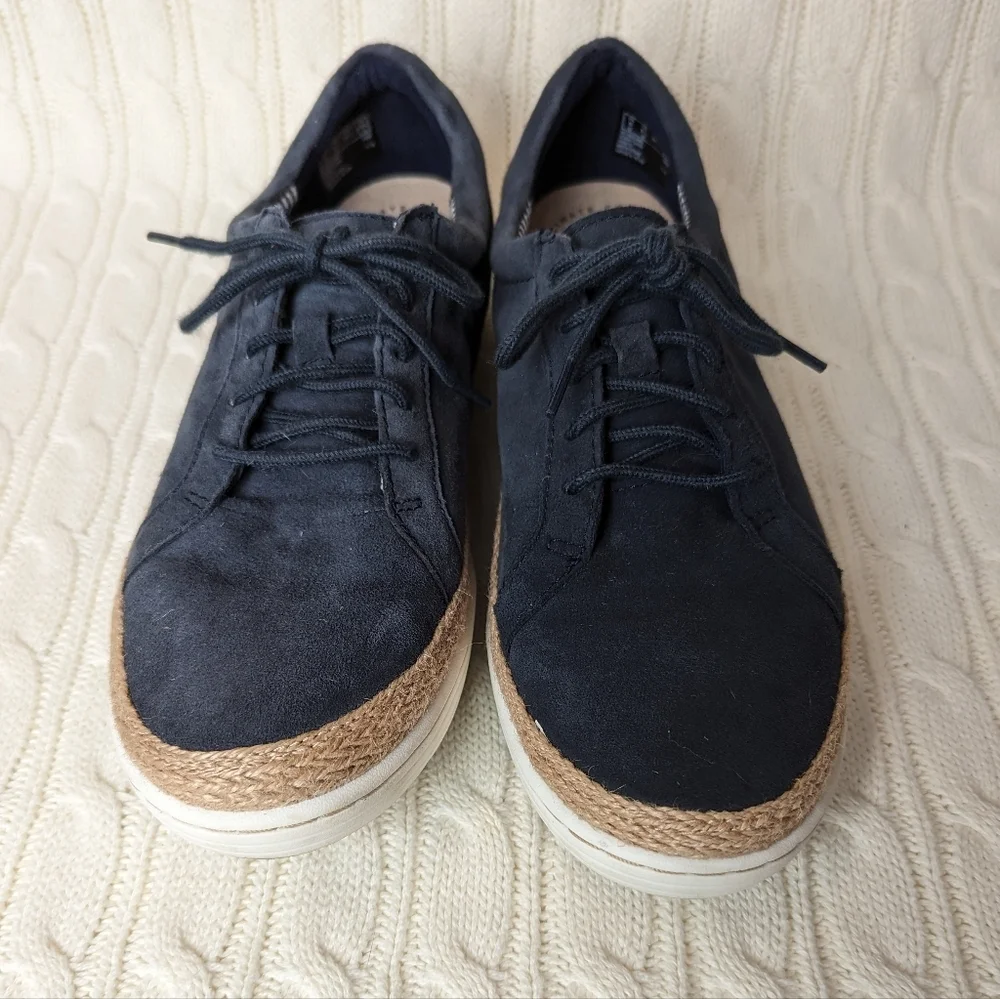Collections by Clarks Marie Mist Derby‎ Faux Suede Sneakers 8.5 Navy Blue Woven